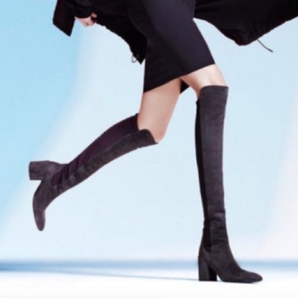 Stuart Weitzman Halftime Suede Boots, Slate Gray - image 2